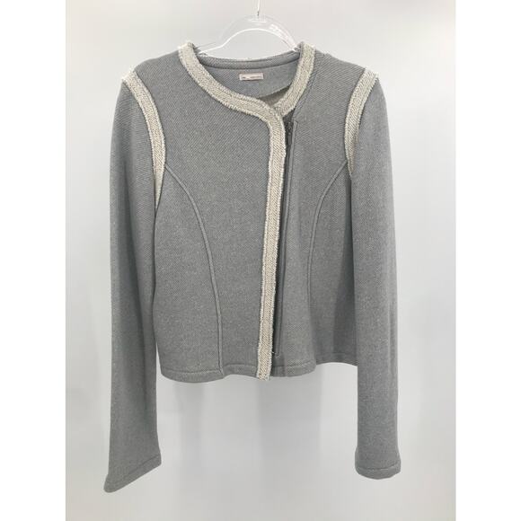 Gap Womens Grey Heather Fleece Zip Front Motorcycle Jacket Size L - Picture 1 of 7